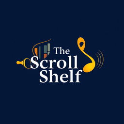 A captivating logo for 'The Scroll Shelf', a digital book and music library