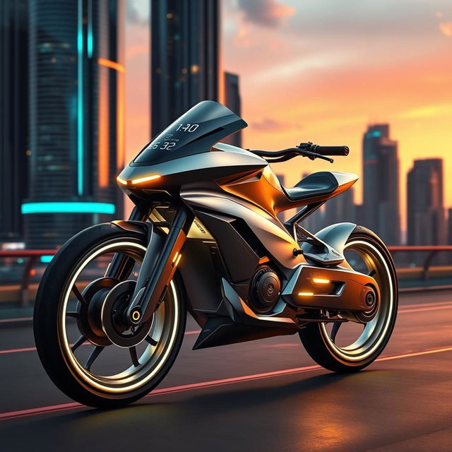 A futuristic bike designed for speed and agility, featuring sleek aerodynamic lines and advanced technology