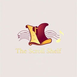 A creative logo design for 'The Scroll Shelf', a digital book and music library