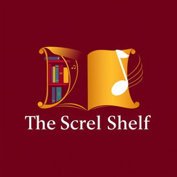 A creative logo design for 'The Scroll Shelf', a digital book and music library