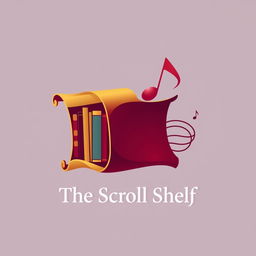 A creative logo design for 'The Scroll Shelf', a digital book and music library