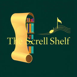 A sleek and modern logo for 'The Scroll Shelf', a digital library that specializes in books and music