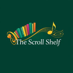 A sleek and modern logo for 'The Scroll Shelf', a digital library that specializes in books and music
