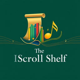 A sleek and modern logo for 'The Scroll Shelf', a digital library that specializes in books and music