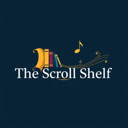 A distinctive logo for 'The Scroll Shelf', a digital library dedicated to books and music
