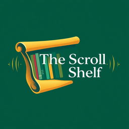 A captivating logo for 'The Scroll Shelf', a digital library that combines books and music