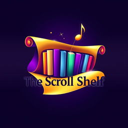 An eye-catching logo for 'The Scroll Shelf', a digital internet library dedicated to books and music