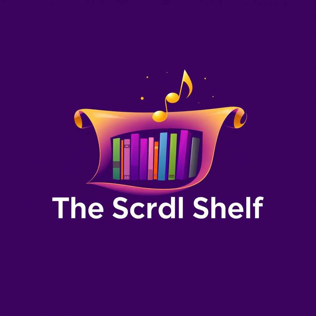 An eye-catching logo for 'The Scroll Shelf', a digital internet library dedicated to books and music