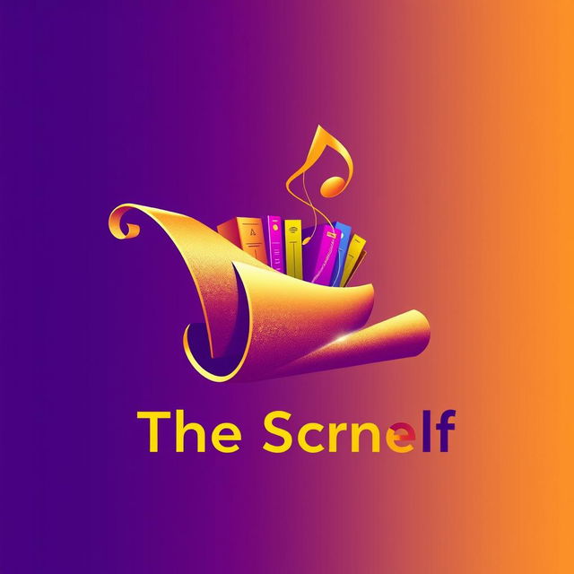 An eye-catching logo for 'The Scroll Shelf', a digital internet library dedicated to books and music