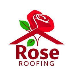 A sleek, modern logo design for a roofing company named "Rose Roofing"