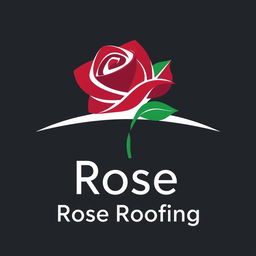 A sleek, modern logo design for a roofing company named "Rose Roofing"