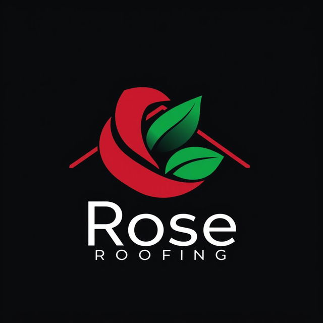 A sleek, modern logo design for a roofing company named "Rose Roofing"