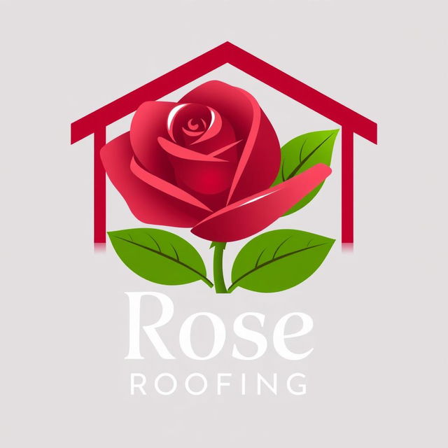 A creative and professional logo design for a company named "Rose Roofing"