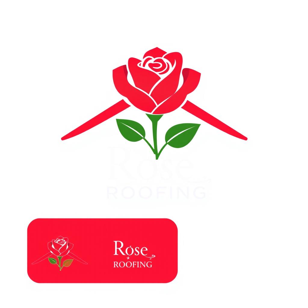 A creative and professional logo design for a company named "Rose Roofing"