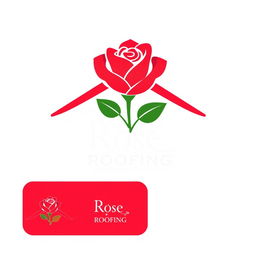 A creative and professional logo design for a company named "Rose Roofing"