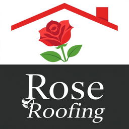 A creative and professional logo design for a company named "Rose Roofing"