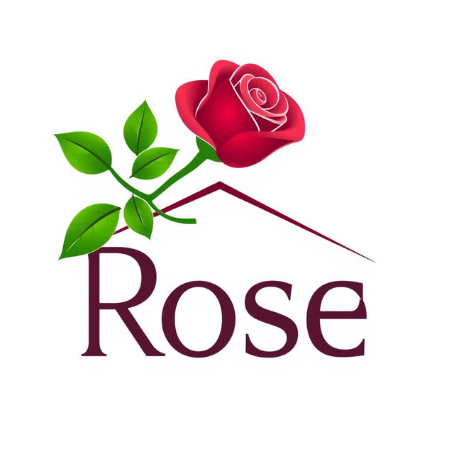 An innovative logo design for "Rose Roofing" that combines a delicate rose flower with a stylized roof silhouette