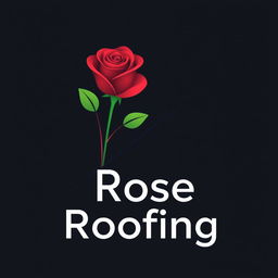 An innovative logo design for "Rose Roofing" that combines a delicate rose flower with a stylized roof silhouette