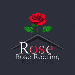 A sophisticated logo for "Rose Roofing" that creatively combines a rose flower with a roofing element