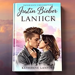 A captivating and romantic book cover featuring Justin Bieber and Katherine Langford as star-crossed lovers in a passionate embrace