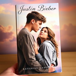 A captivating and romantic book cover featuring Justin Bieber and Katherine Langford as star-crossed lovers in a passionate embrace