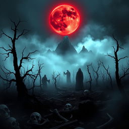 An incredibly terrifying image depicting an eerie and unsettling landscape