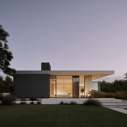 A clean, modern, minimalist house with sleek lines, open spaces, and a neutral color palette