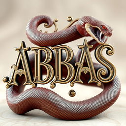 A stunning 3D rendering of the word "ABBAS" intricately designed with ornate decorations and elaborate details