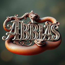 A stunning 3D rendering of the word "ABBAS" intricately designed with ornate decorations and elaborate details