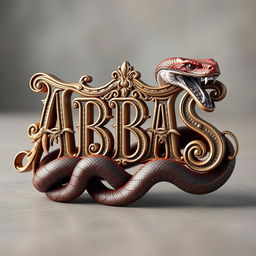 A stunning 3D rendering of the word "ABBAS" intricately designed with ornate decorations and elaborate details