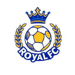 A vibrant and modern football logo for a team named 'Royal FC'