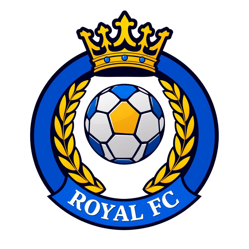 A vibrant and modern football logo for a team named 'Royal FC'