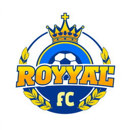 A vibrant and modern football logo for a team named 'Royal FC'