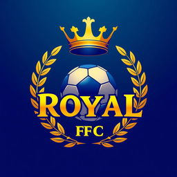 A vibrant and eye-catching football logo for 'Royal FC'