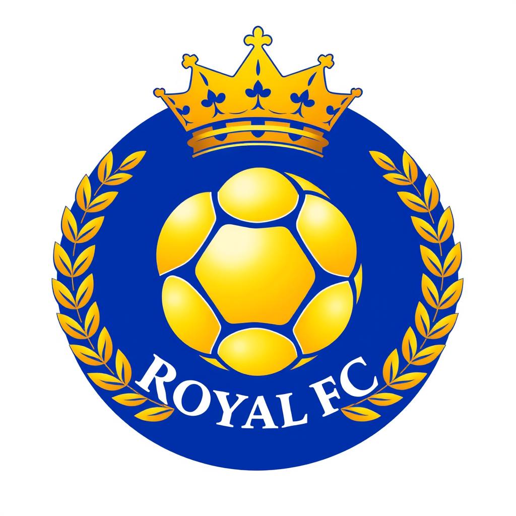 A vibrant and eye-catching football logo for 'Royal FC'