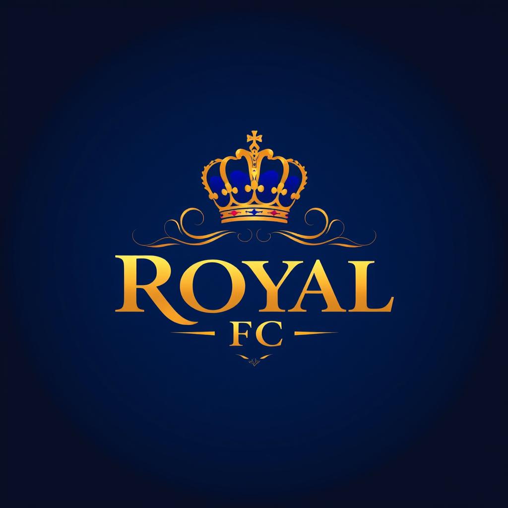 An elegant and striking football logo for a fictional team called 'Royal FC'