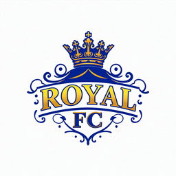 An elegant and striking football logo for a fictional team called 'Royal FC'