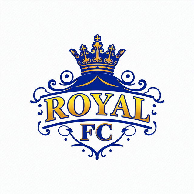 An elegant and striking football logo for a fictional team called 'Royal FC'