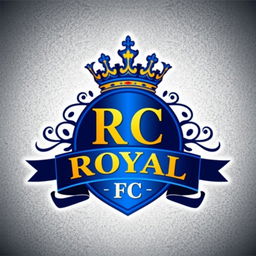 An elegant and striking football logo for a fictional team called 'Royal FC'