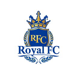 An elegant and striking football logo for a fictional team called 'Royal FC'