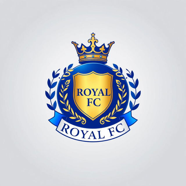 An elegant and striking football logo for a fictional team called 'Royal FC'