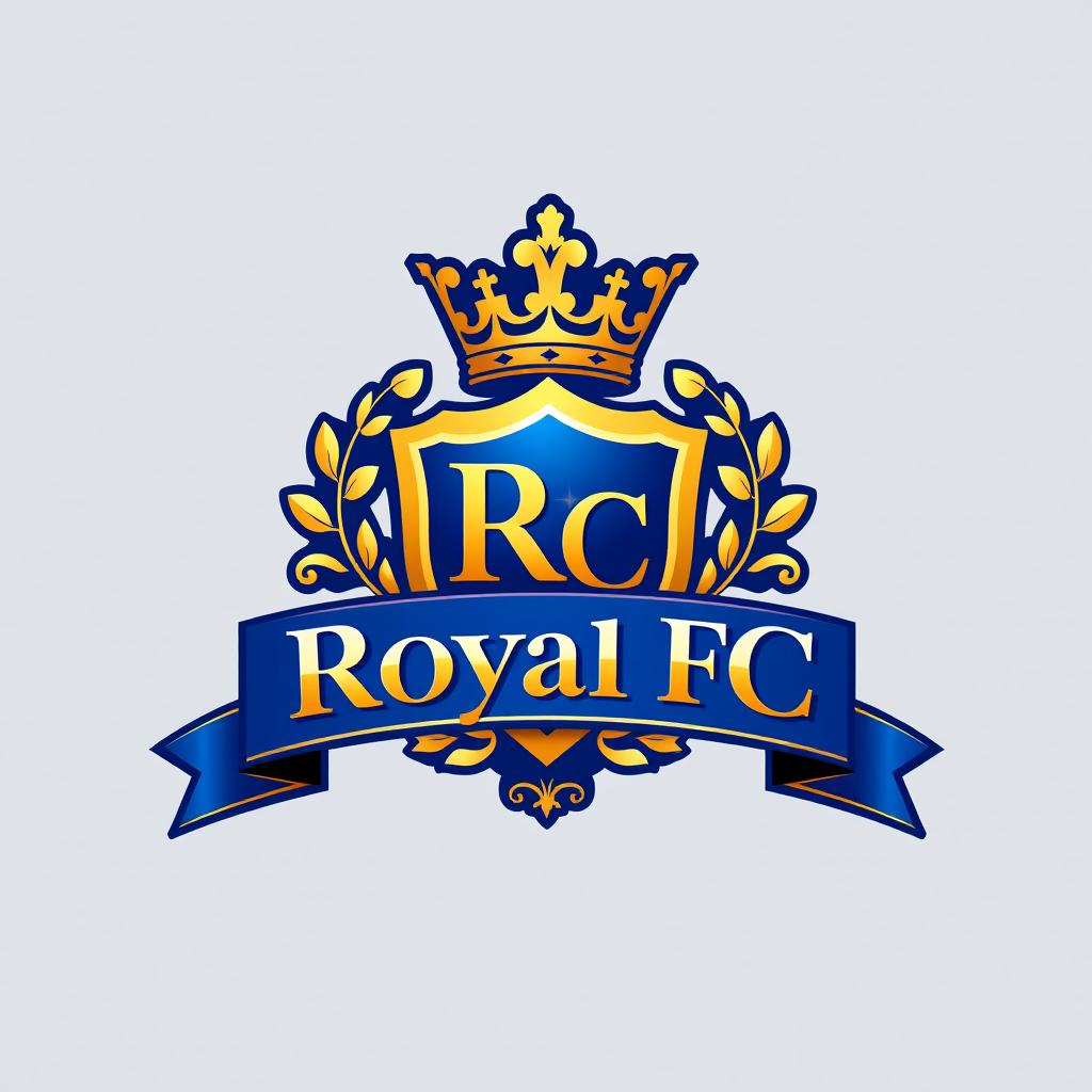 An elegant and striking football logo for a fictional team called 'Royal FC'