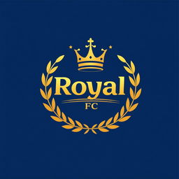 A modern and stylish logo design for a fictional football club named 'Royal FC'