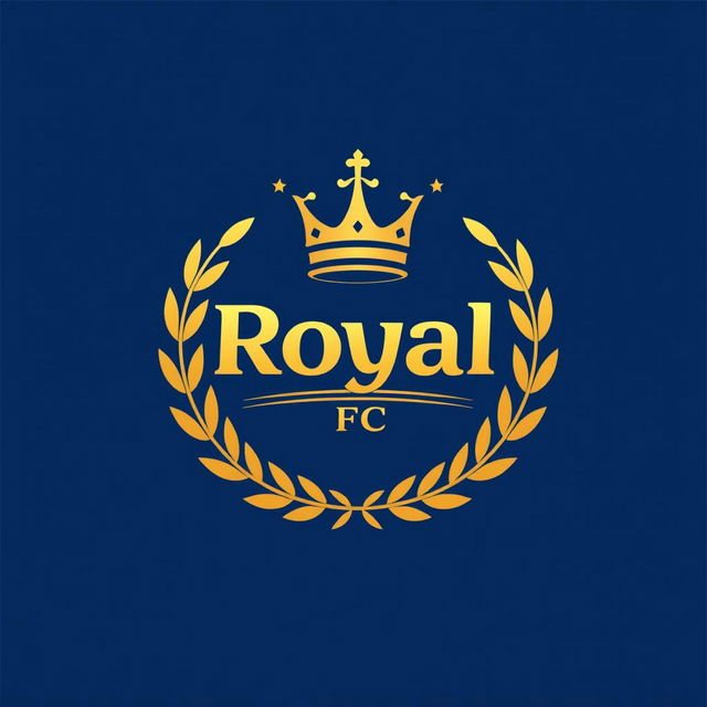 A modern and stylish logo design for a fictional football club named 'Royal FC'