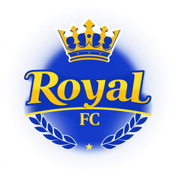 A modern and stylish logo design for a fictional football club named 'Royal FC'