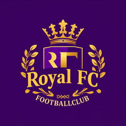 A striking and modern logo design for a fictional football club called 'Royal FC Footballclub'