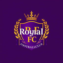 A striking and modern logo design for a fictional football club called 'Royal FC Footballclub'