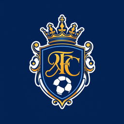 A visually striking logo for a fictional football club named 'Royal FC'