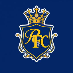 A visually striking logo for a fictional football club named 'Royal FC'