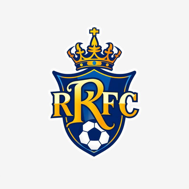 A visually striking logo for a fictional football club named 'Royal FC'